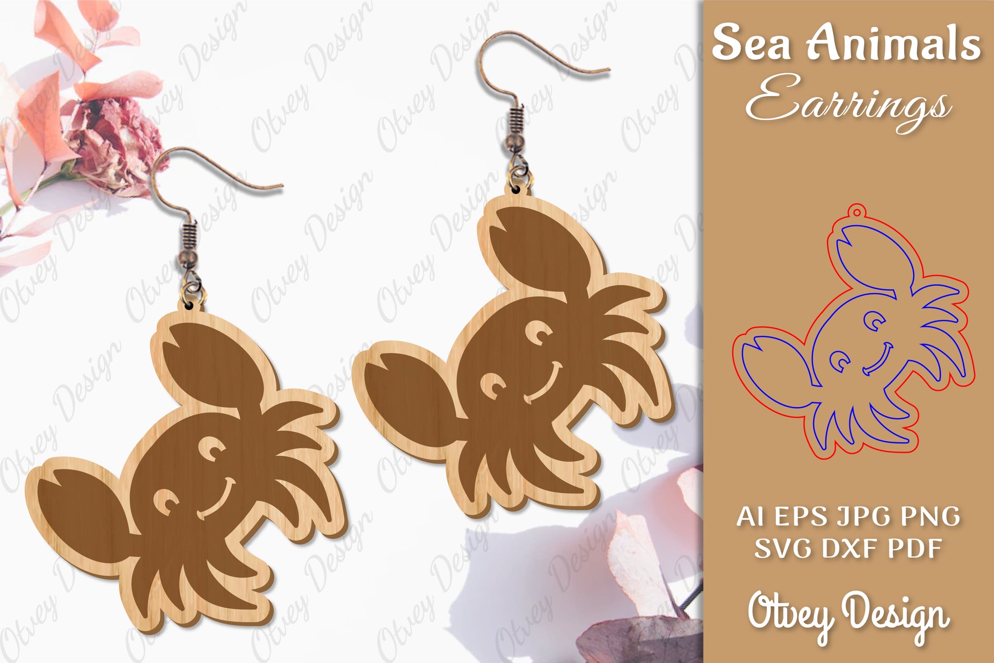Sea Animals Earrings Laser Cut SVG Bundle 8 - CraftNest - Digital Crafting and Art