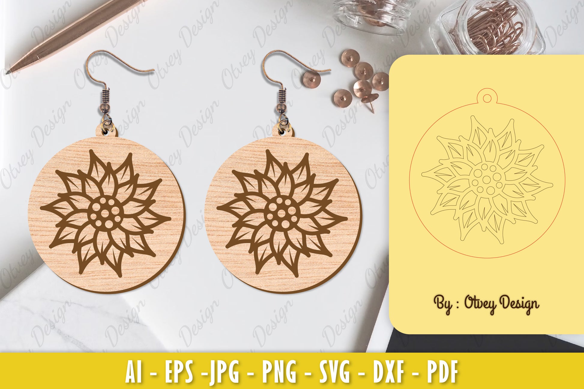 Flower Earring Laser Cut SVG Bundle 29 - CraftNest - Digital Crafting and Art