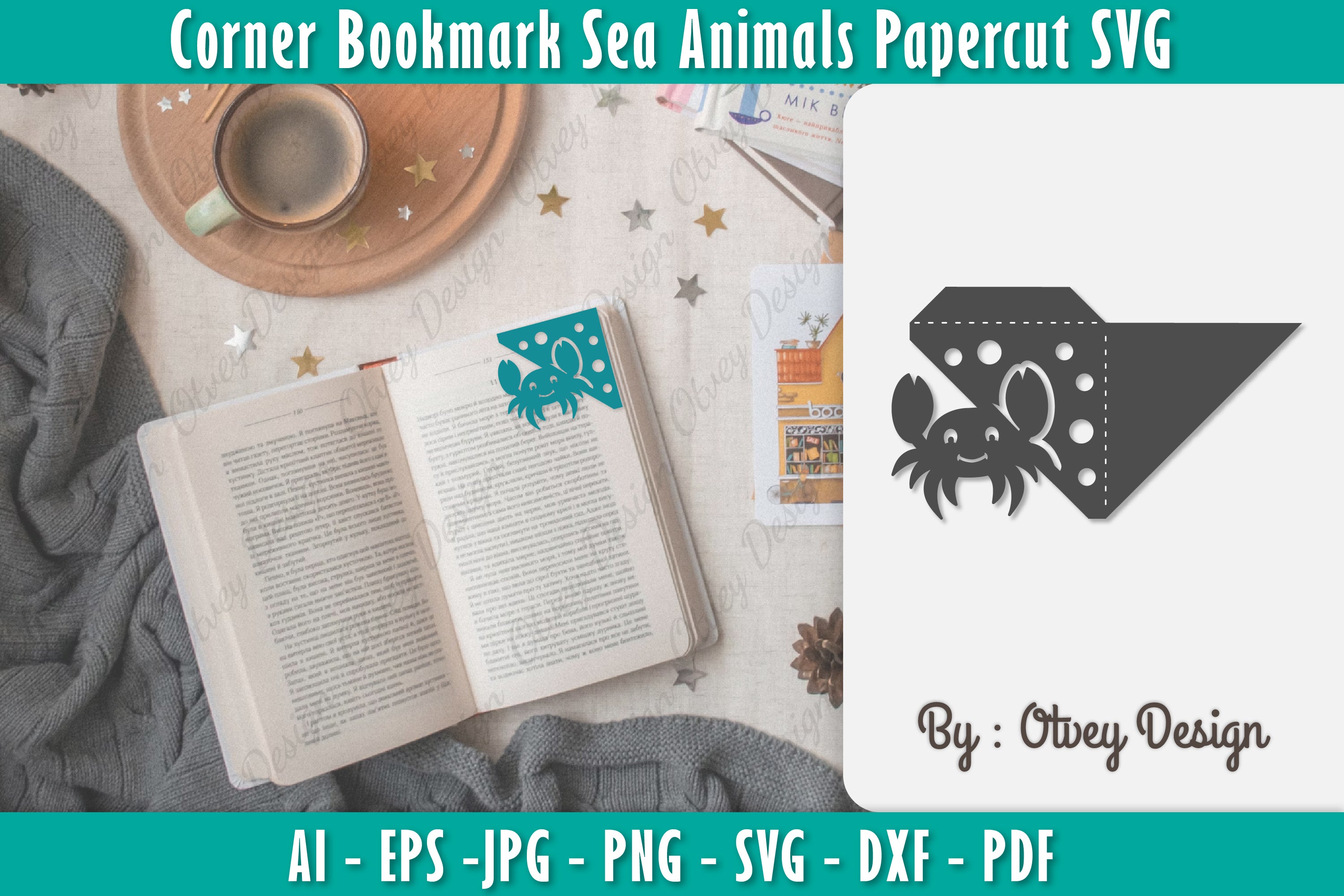 Corner Bookmark Sea Animals SVG Bundle 11 - CraftNest - Digital Crafting and Art
