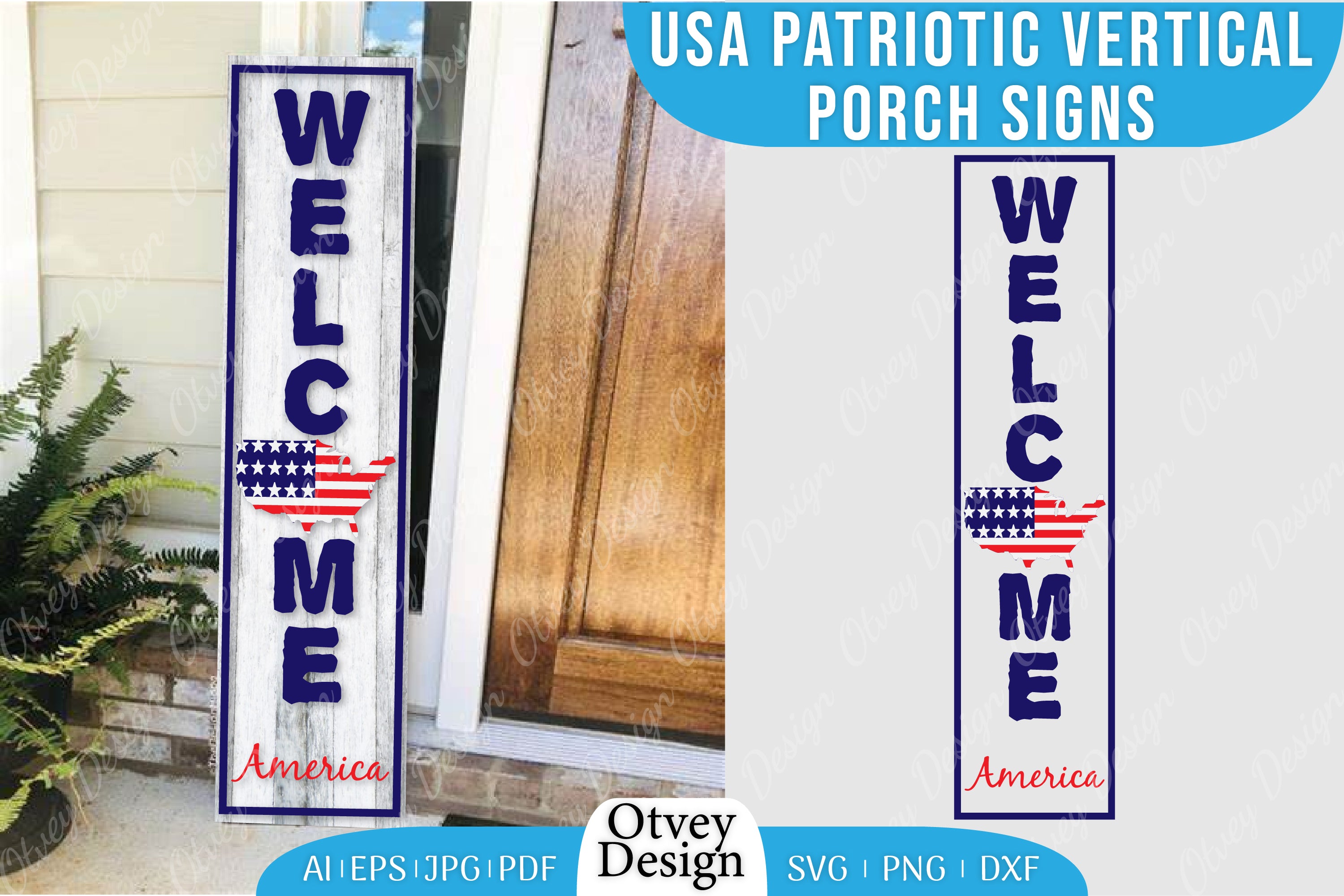 USA Patriotic Vertical Porch Signs SVG Bundle 19 - CraftNest - Digital Crafting and Art