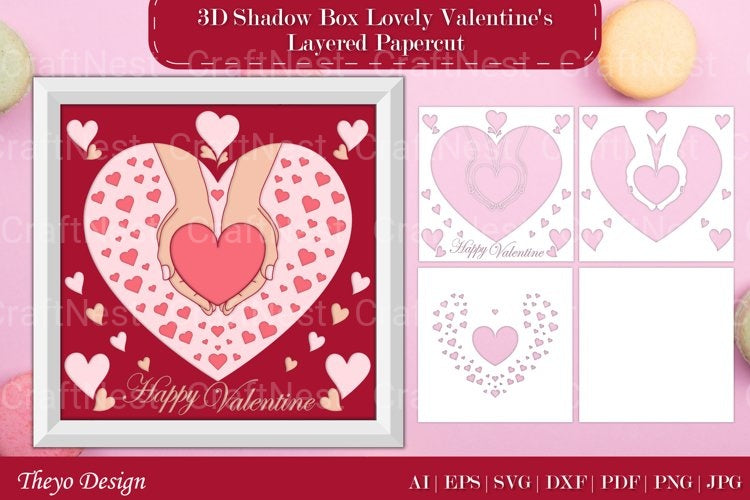 Shadow Box Happy Valentine Layered Papercut SVG