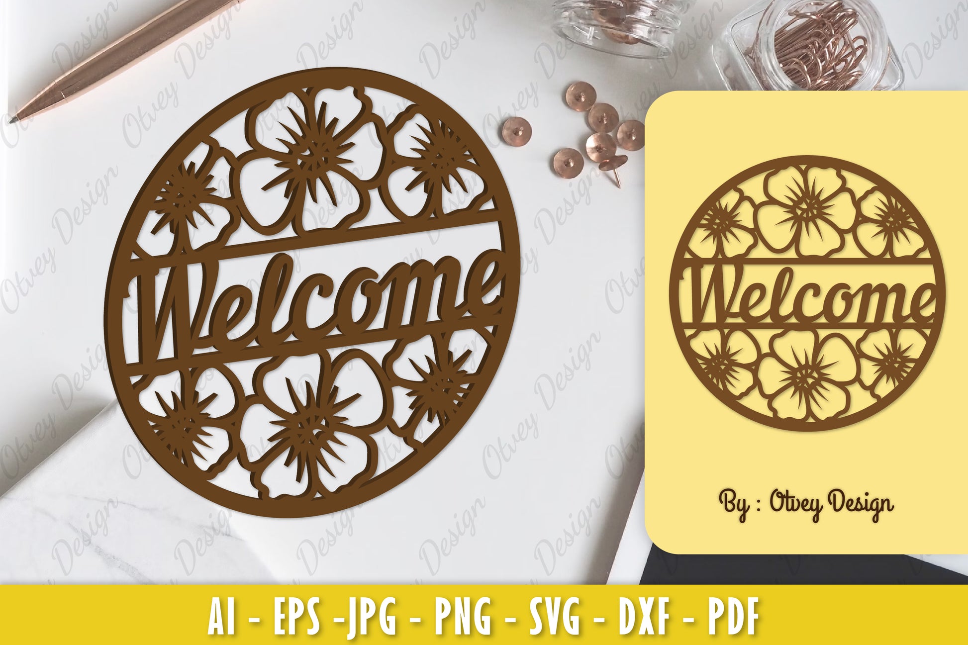 Buttercup Flower Welcome Sign SVG Bundle 1 - CraftNest - Digital Crafting and Art