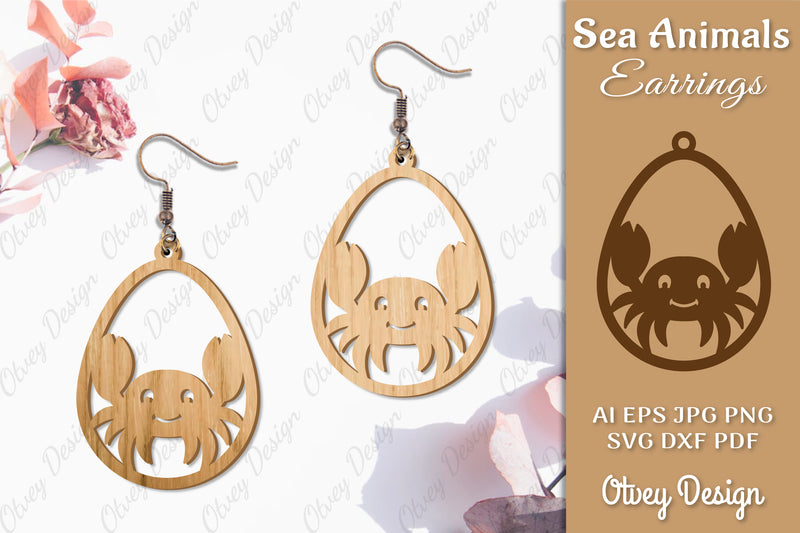 Sea Animals Earrings Laser Cut SVG Bundle 52 - CraftNest - Digital Crafting and Art