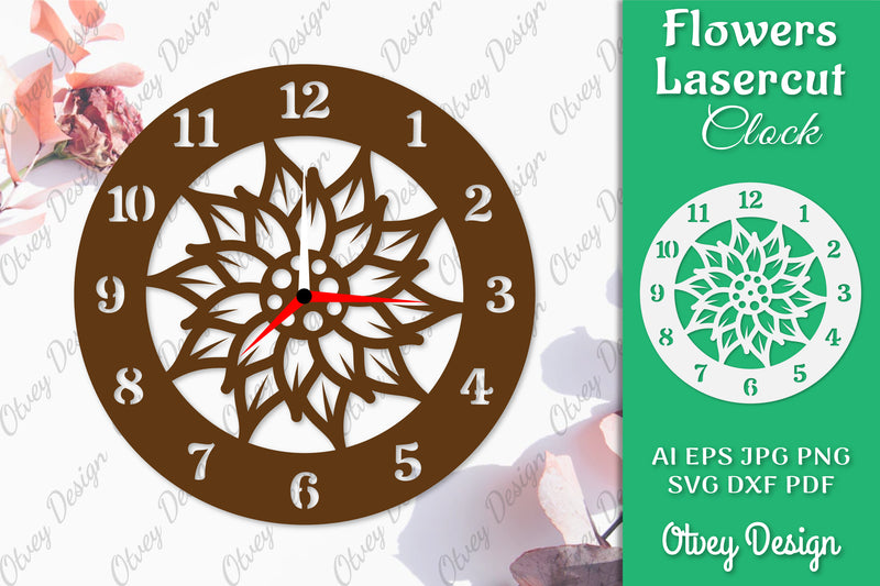 Flowers Clock SVG LaserCut SVG Bundle 9 - CraftNest - Digital Crafting and Art