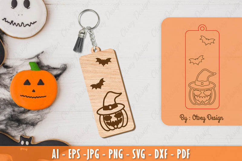 Halloween Keychain Laser Cut SVG Bundle 21 - CraftNest - Digital Crafting and Art