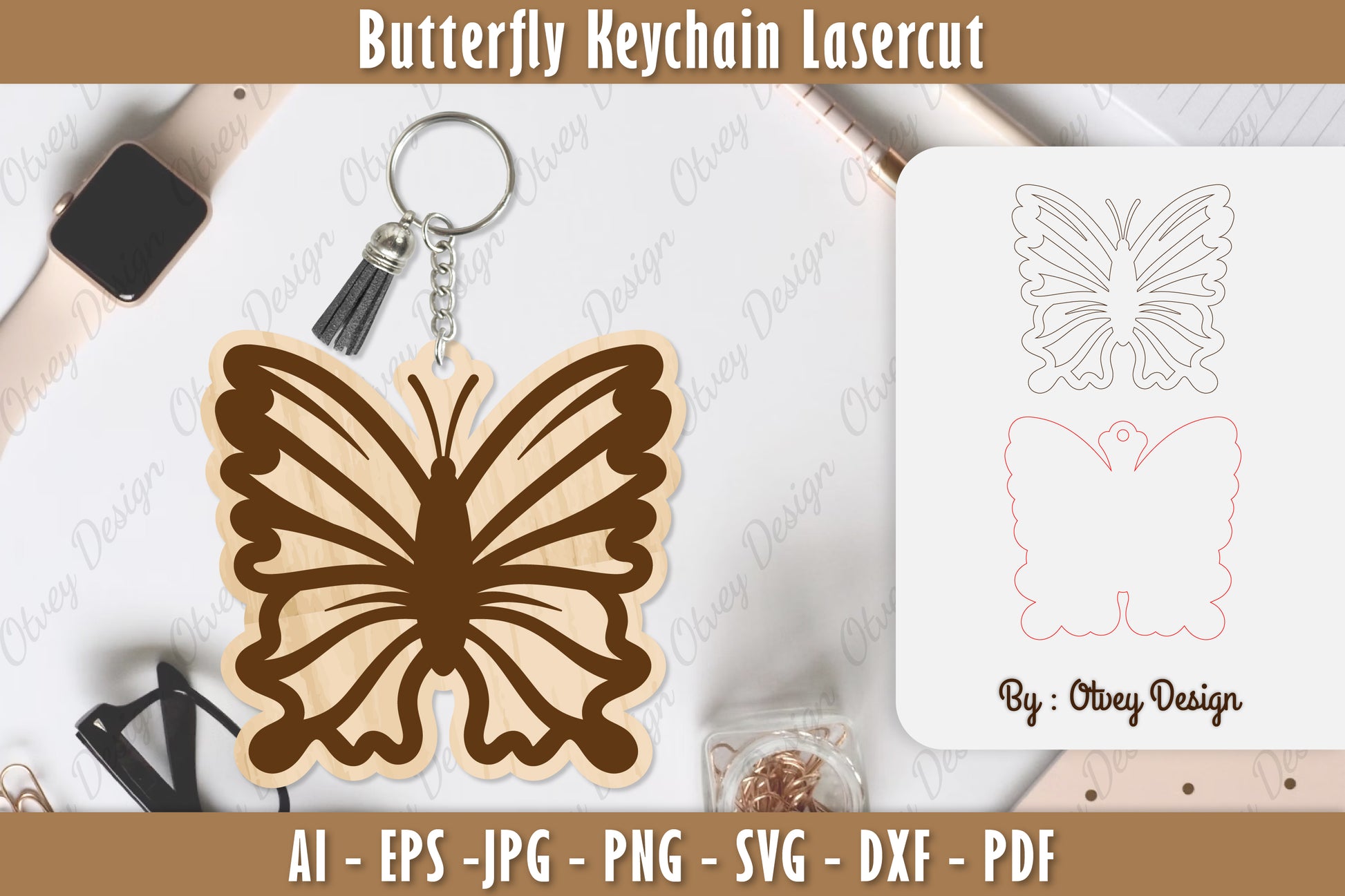 Butterfly Keychain Lasercut SVG Bundle 31 - CraftNest - Digital Crafting and Art