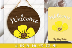 Buttercup Flower Welcome Sign SVG Bundle 3 - CraftNest - Digital Crafting and Art