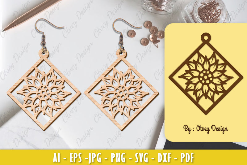 Flower Earring Laser Cut SVG Bundle 9 - CraftNest - Digital Crafting and Art