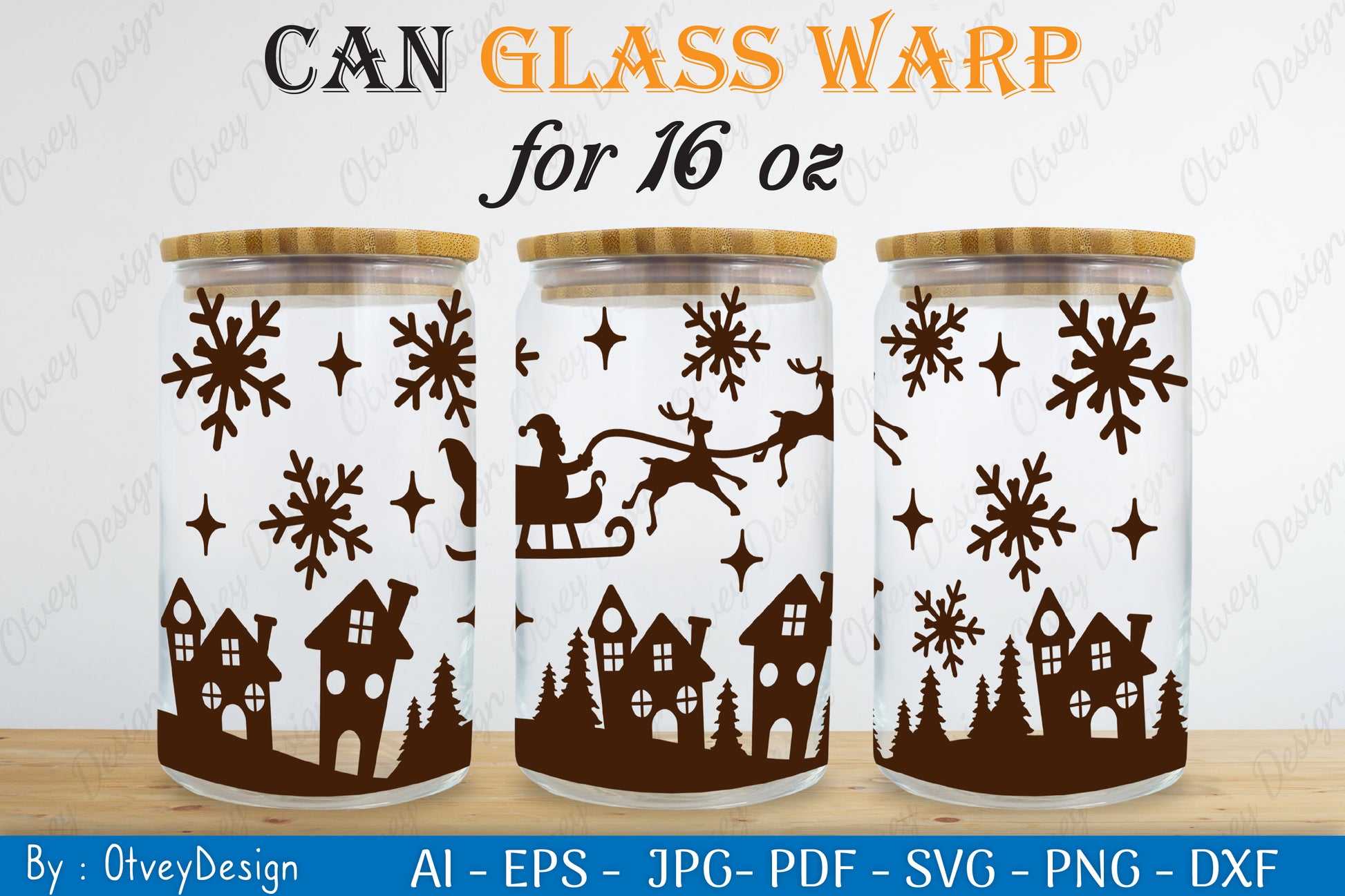 Christmas Santa Sleigh Can Glass SVG Bundle 3 - CraftNest - Digital Crafting and Art