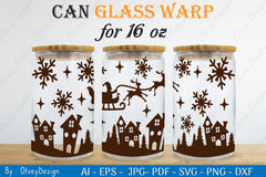Christmas Santa Sleigh Can Glass SVG Bundle 3 - CraftNest - Digital Crafting and Art