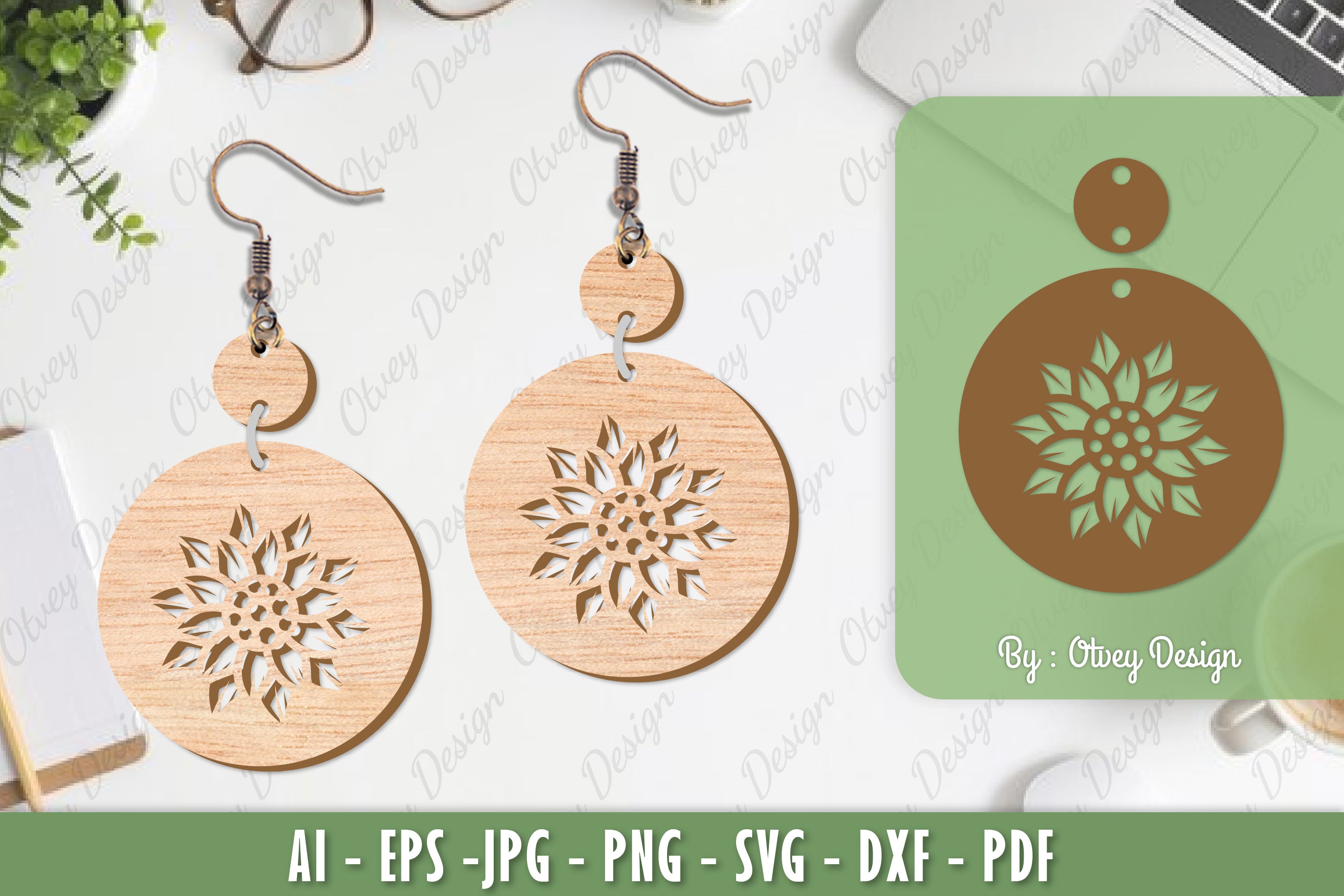 Flower Earrings Laser Cut SVG Bundle 19 - CraftNest - Digital Crafting and Art