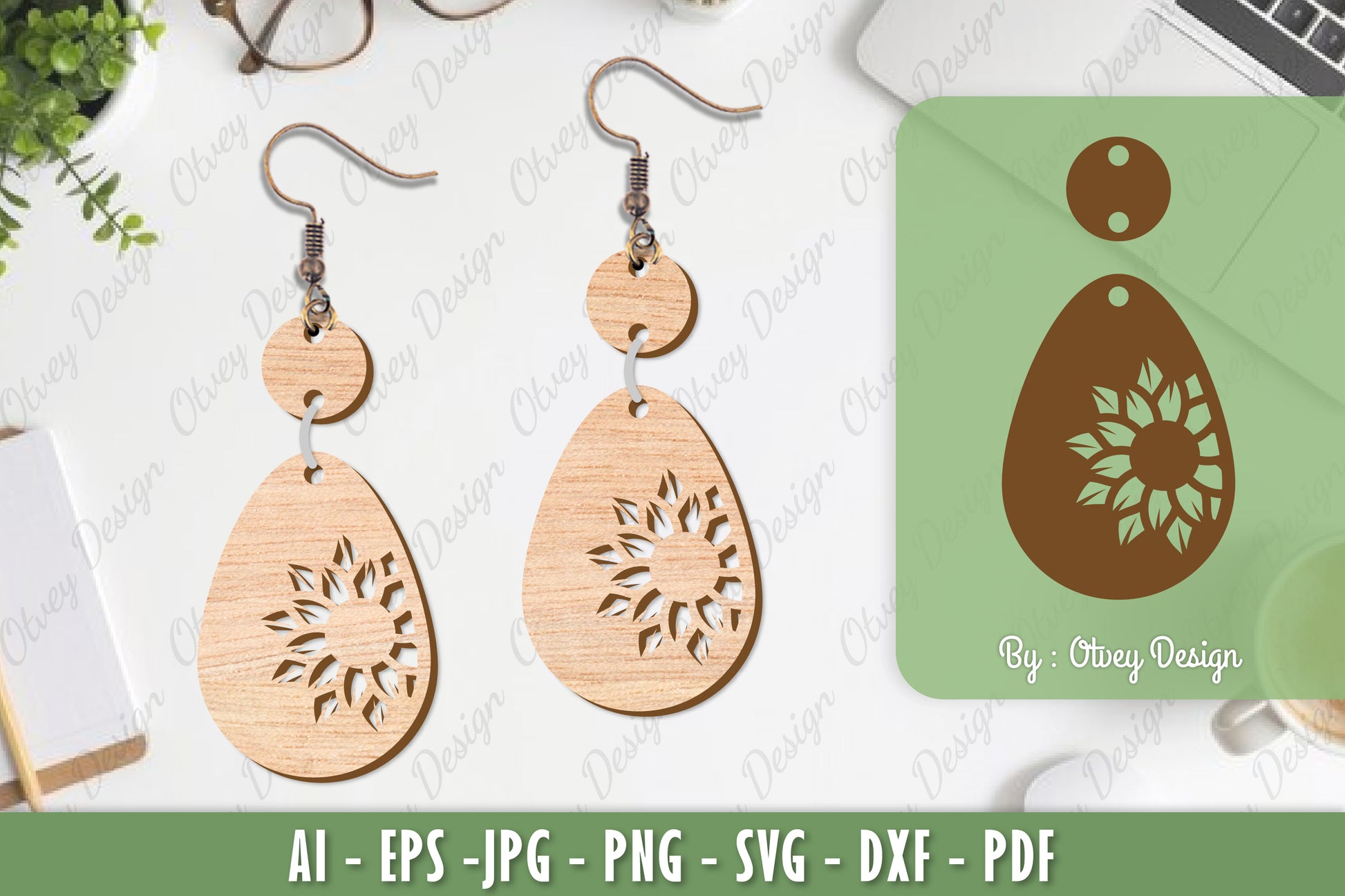 Flower Earrings Laser Cut SVG Bundle 59 - CraftNest - Digital Crafting and Art