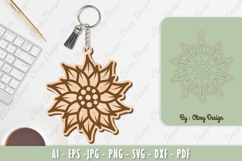 Flower Keychain Laser Cut SVG Bundle 39 - CraftNest - Digital Crafting and Art
