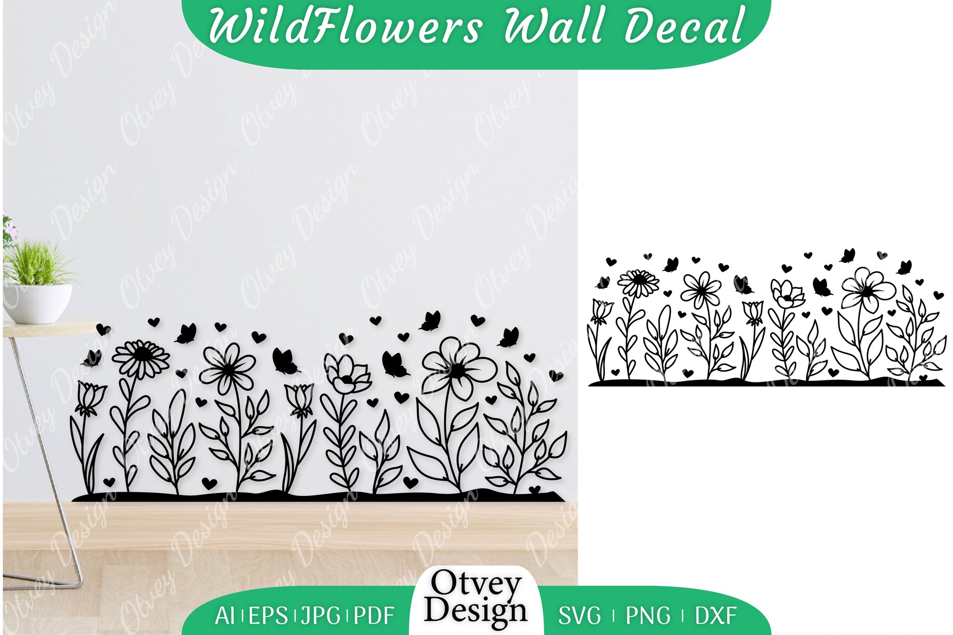 Blooming Wildflowers Wall Decal SVG Bundle 11 - CraftNest - Digital Crafting and Art