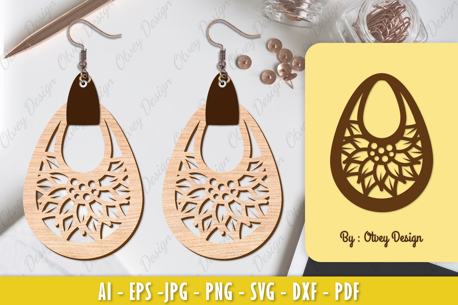 Flower Earring Laser Cut SVG Bundle 59 - CraftNest - Digital Crafting and Art