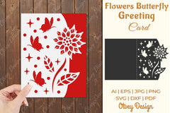 Butterfly and Flowers Card Cover Paper Cut SVG Bundle 9 - CraftNest - Digital Crafting and Art