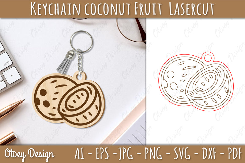 Keychain Coconut Fruit Lasercut SVG Bundle - CraftNest - Digital Crafting and Art