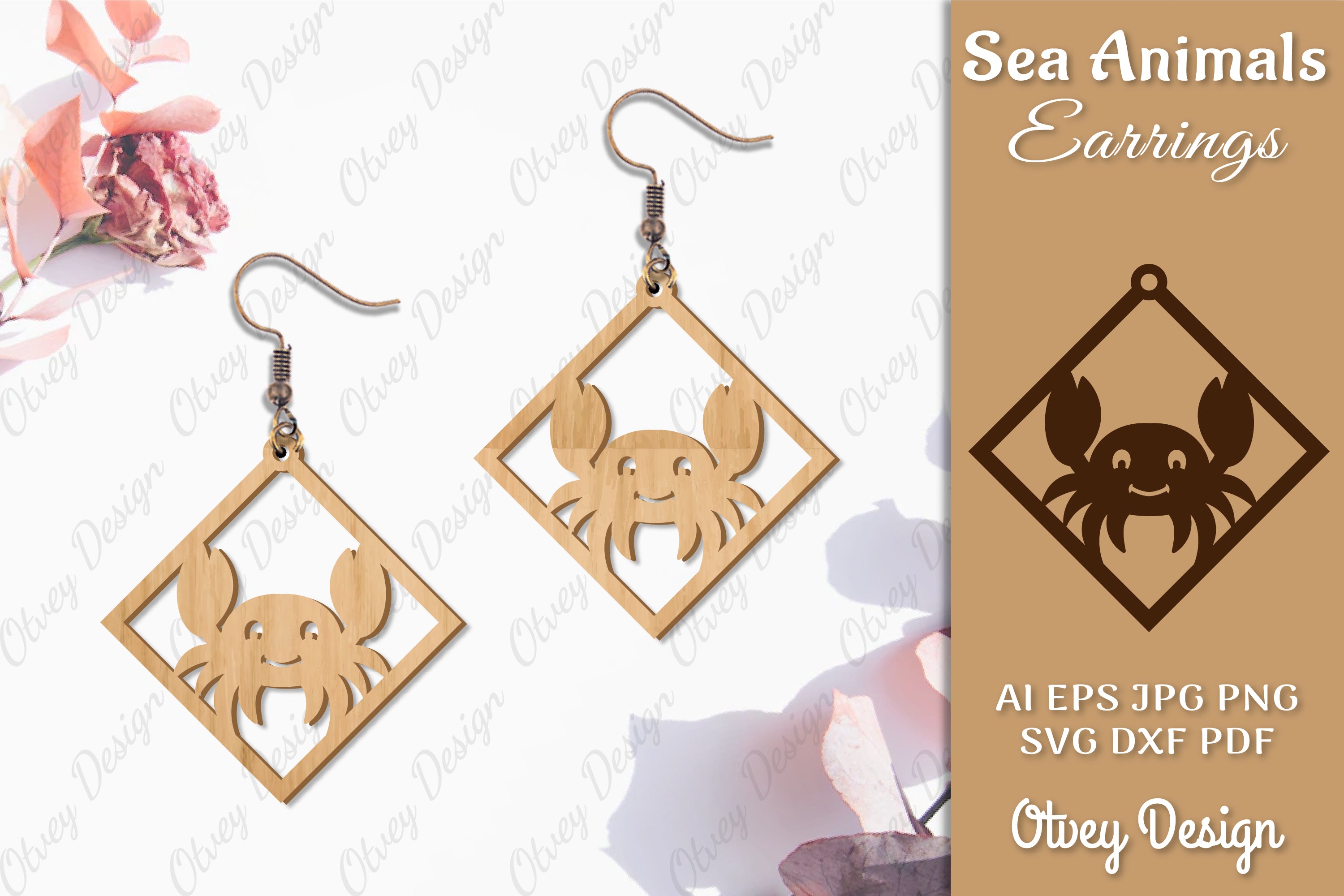Sea Animals Earrings Laser Cut SVG Bundle 30 - CraftNest - Digital Crafting and Art