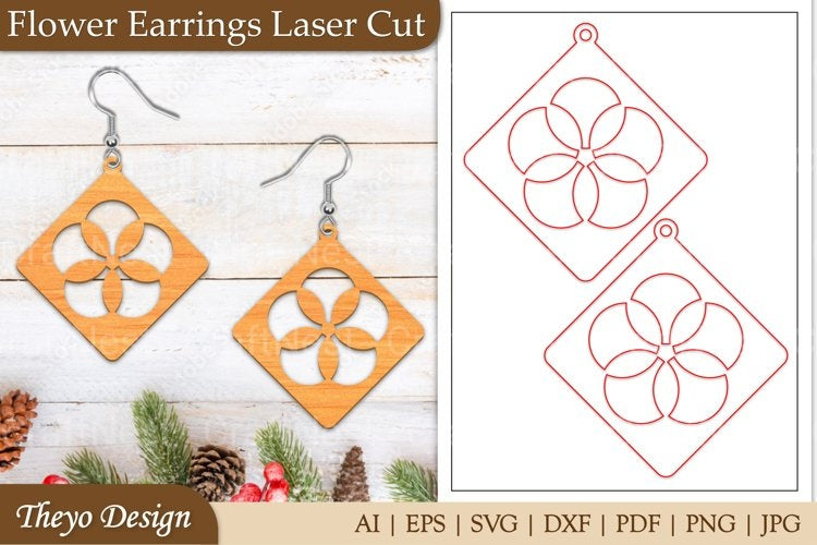 Lasercut Flower Earrings SVG Bundle