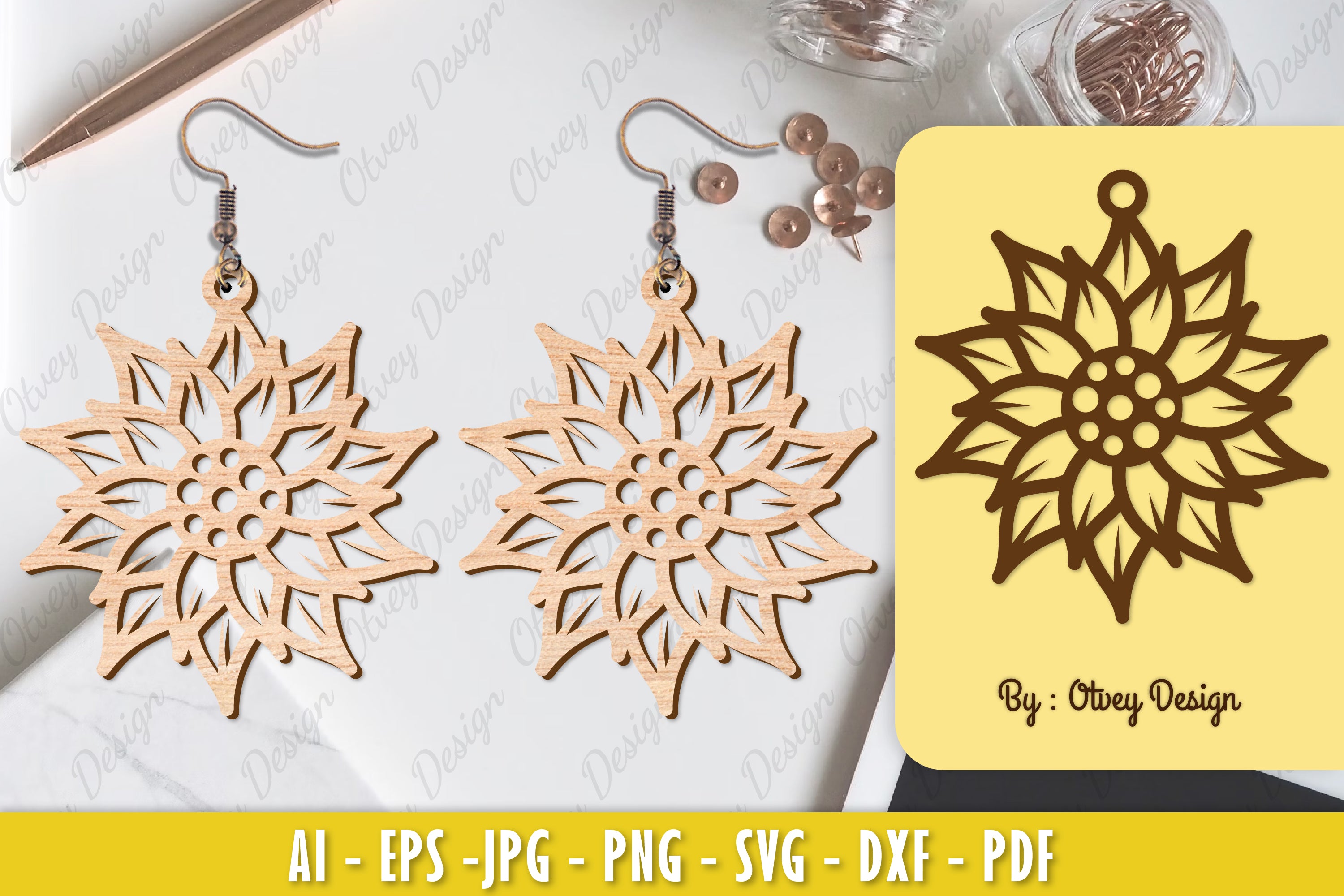 Flower Earring Laser Cut SVG Bundle 79 - CraftNest - Digital Crafting and Art