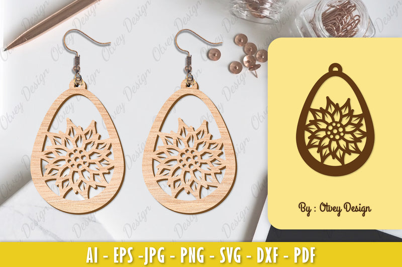Flower Earring Laser Cut SVG Bundle 39 - CraftNest - Digital Crafting and Art