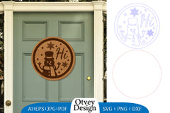 Snowman Round Door Ornament Lasercut SVG Bundle 9 - CraftNest - Digital Crafting and Art