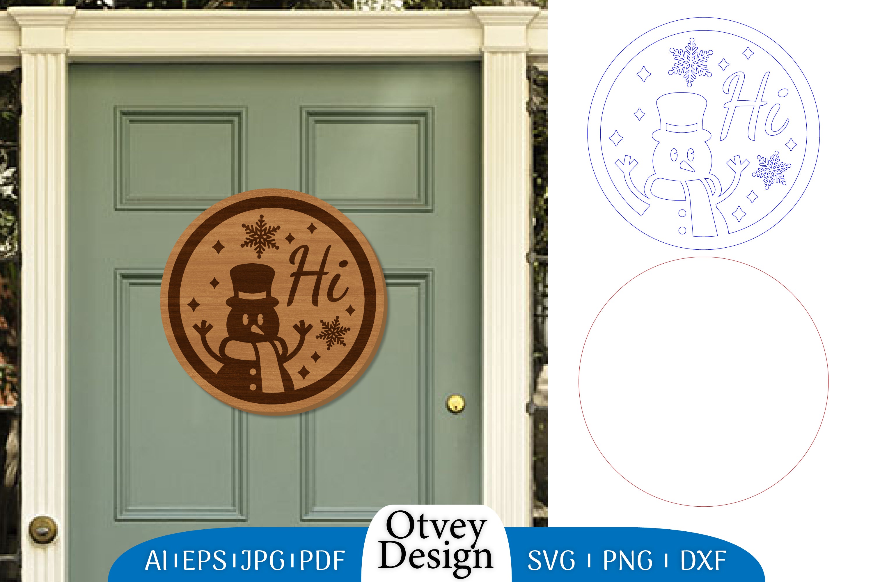 Snowman Round Door Ornament Lasercut SVG Bundle 9 - CraftNest - Digital Crafting and Art