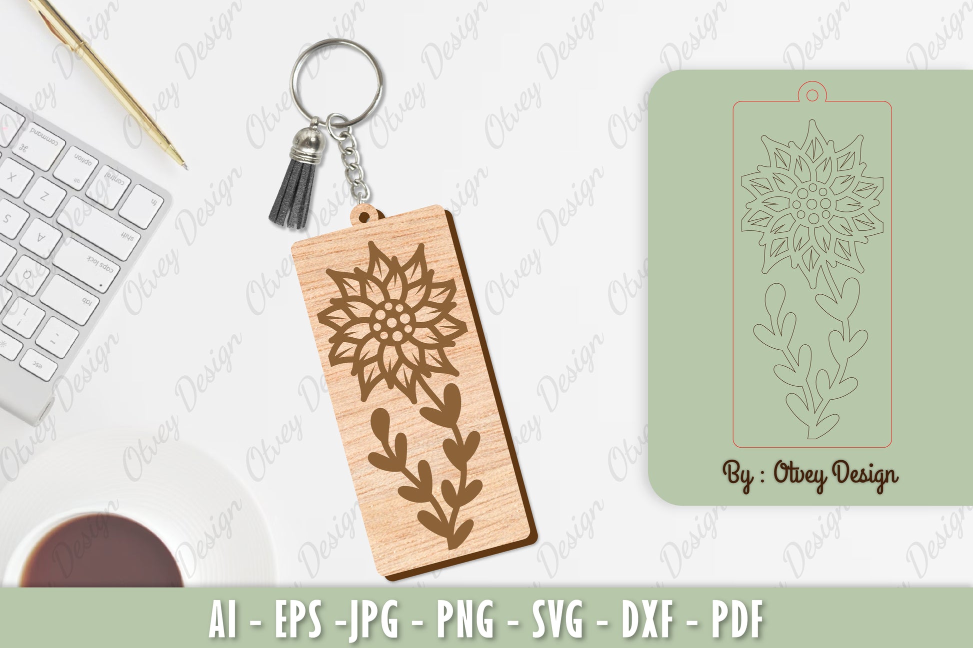 Flower Keychain Laser Cut SVG Bundle 29 - CraftNest - Digital Crafting and Art
