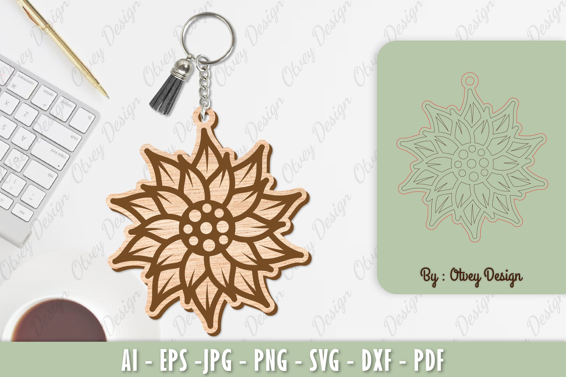 Flower Keychain Laser Cut SVG Bundle 40 - CraftNest - Digital Crafting and Art