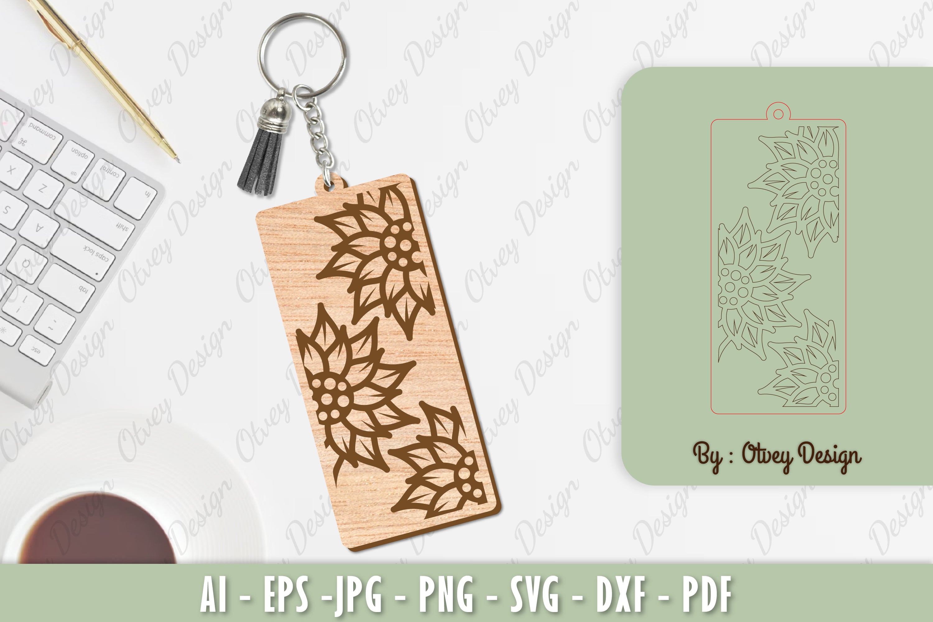 Flower Keychain Laser Cut SVG Bundle 19 - CraftNest - Digital Crafting and Art