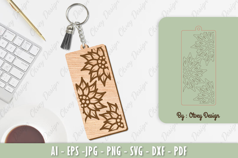 Flower Keychain Laser Cut SVG Bundle 19 - CraftNest - Digital Crafting and Art