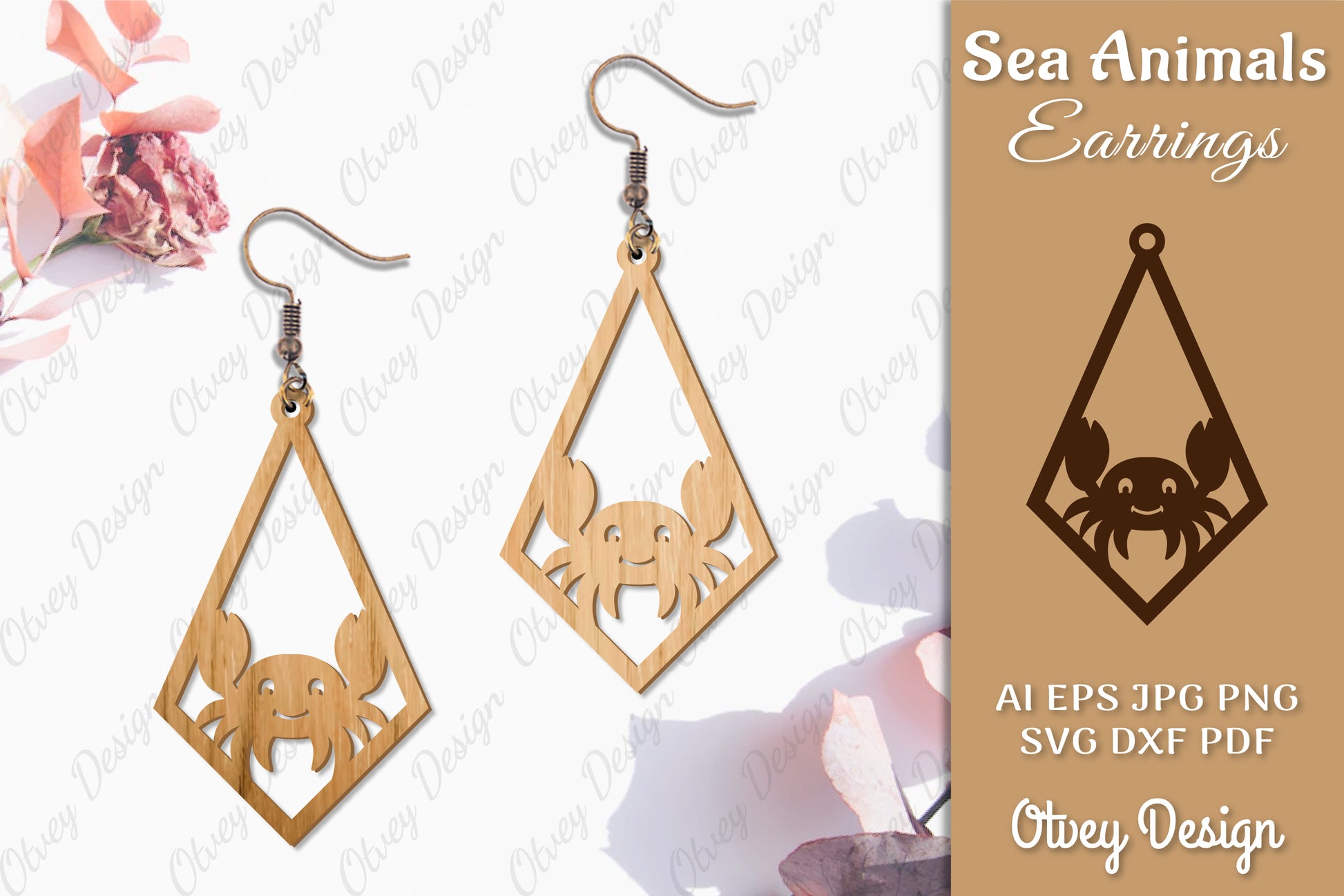 Sea Animals Earrings Laser Cut SVG Bundle 42 - CraftNest - Digital Crafting and Art