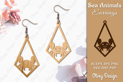 Sea Animals Earrings Laser Cut SVG Bundle 42 - CraftNest - Digital Crafting and Art