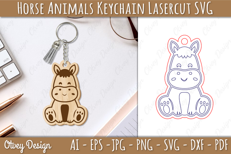 Horse Keychain Laser Cut SVG Bundle - CraftNest - Digital Crafting and Art