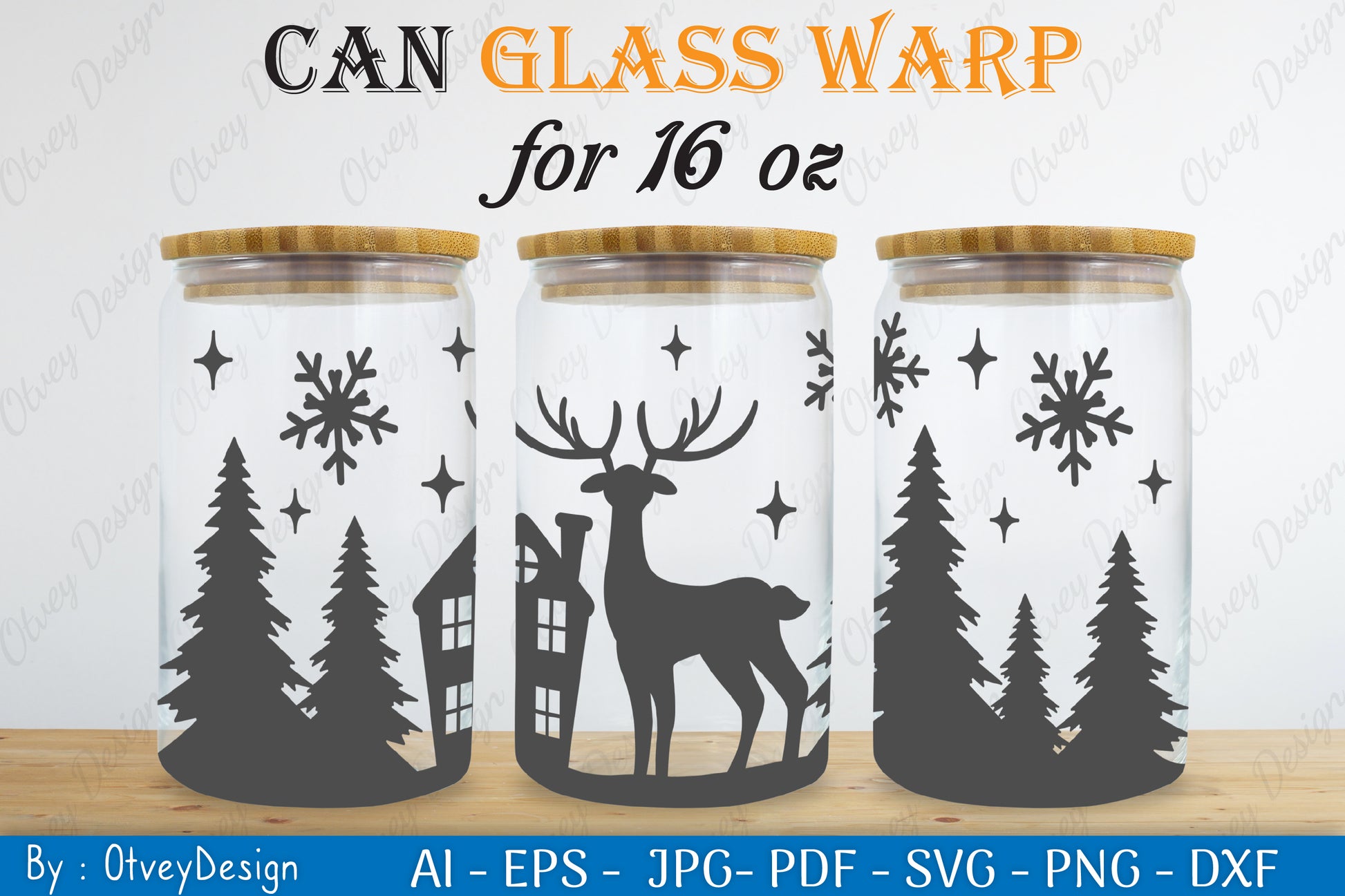 Christmas Deer Can Glass SVG Bundle 2 - CraftNest - Digital Crafting and Art