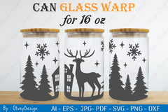 Christmas Deer Can Glass SVG Bundle 2 - CraftNest - Digital Crafting and Art