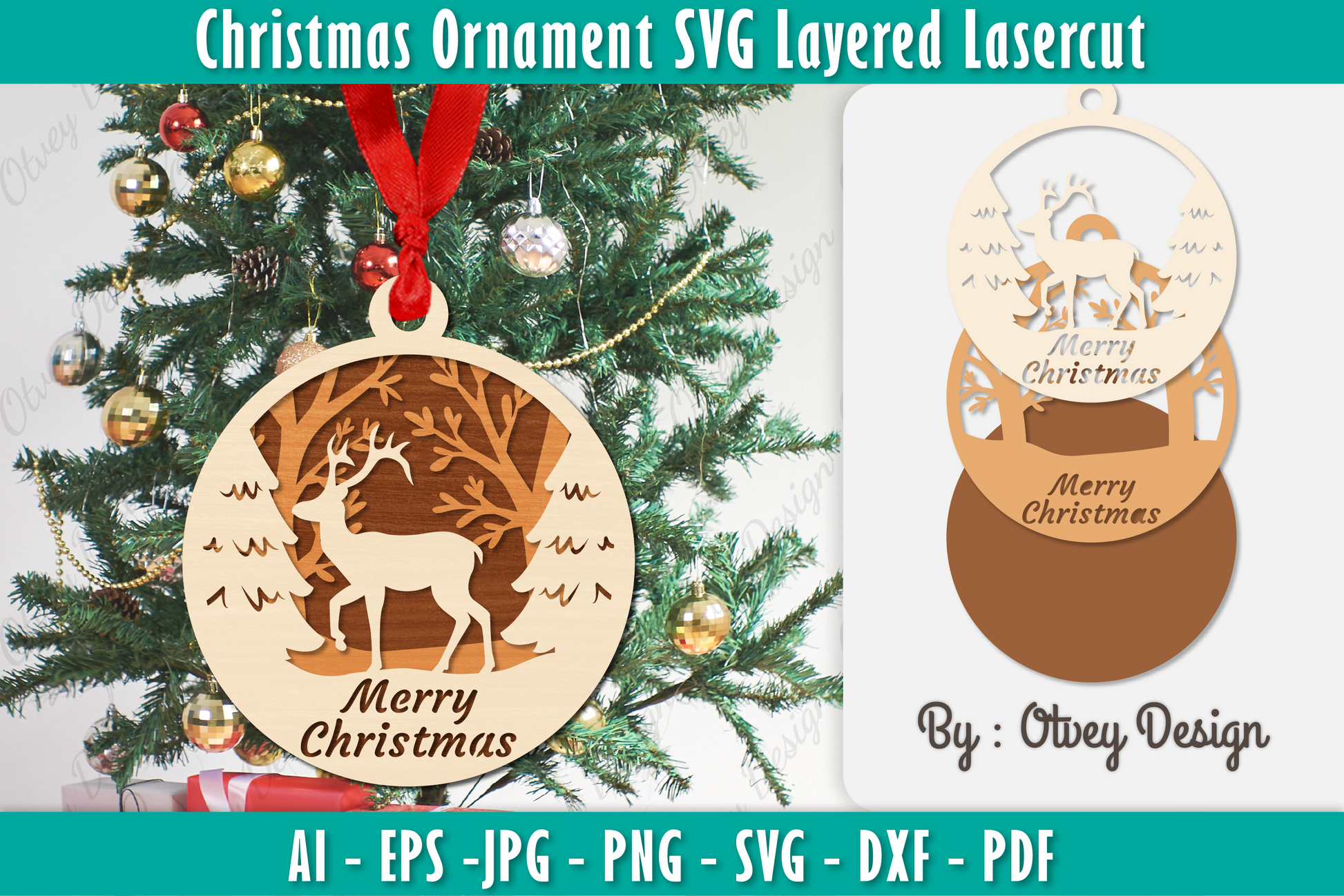 Christmas Ornaments Layered Lasercut SVG Bundle 12 - CraftNest - Digital Crafting and Art