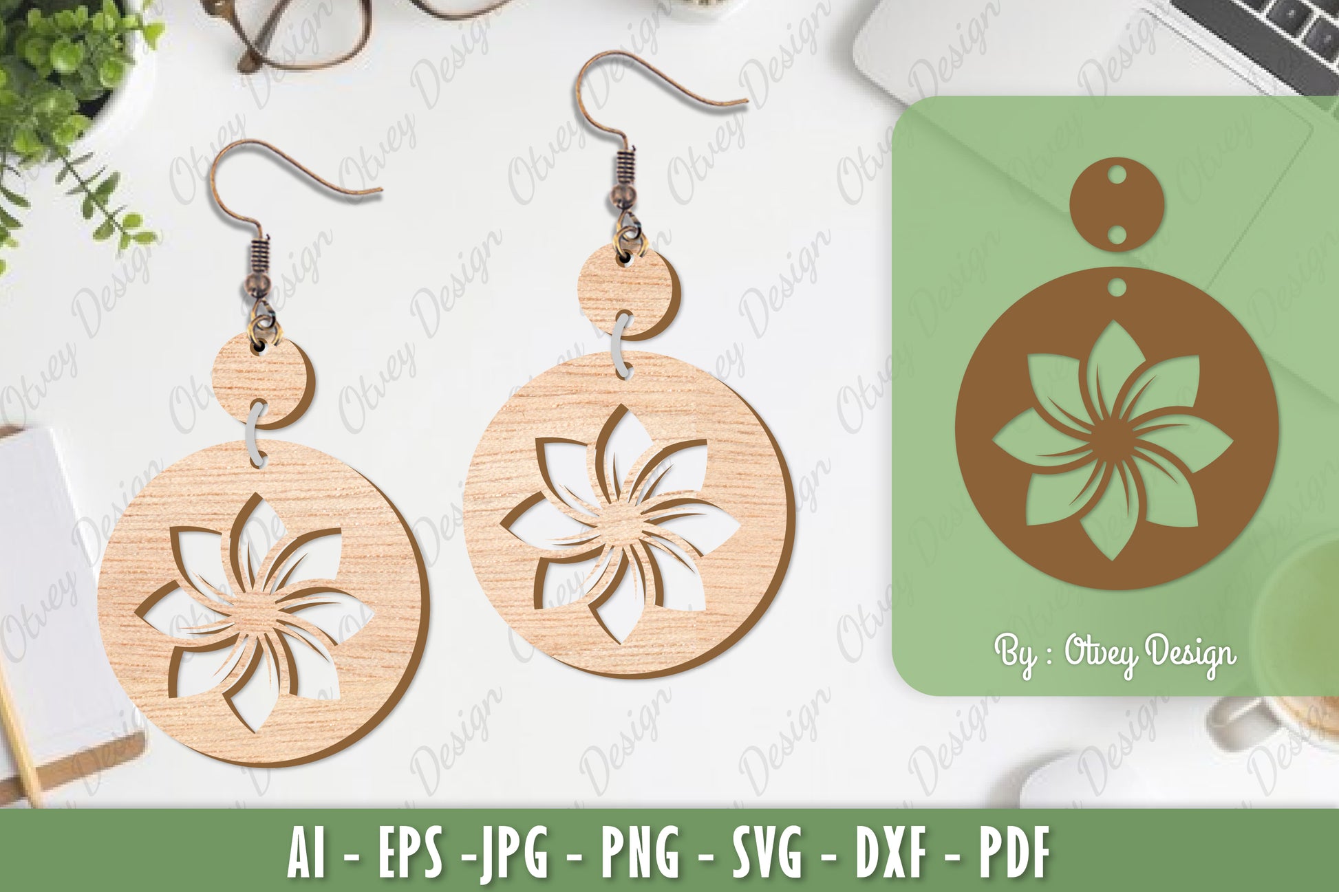 Flower Earrings Laser Cut SVG Bundle 20 - CraftNest - Digital Crafting and Art