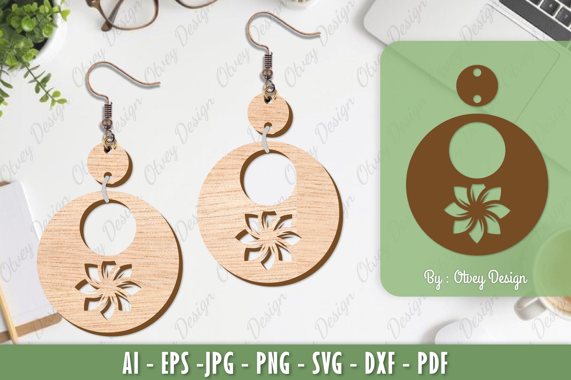 Flower Earrings Laser Cut SVG Bundle 40 - CraftNest - Digital Crafting and Art