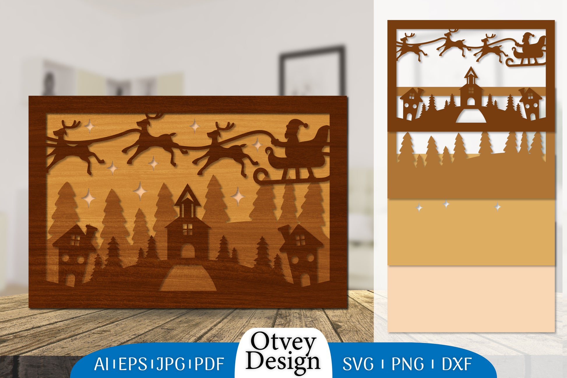 Christmas Santa Sleigh Lasercut SVG Bundle 10 - CraftNest - Digital Crafting and Art