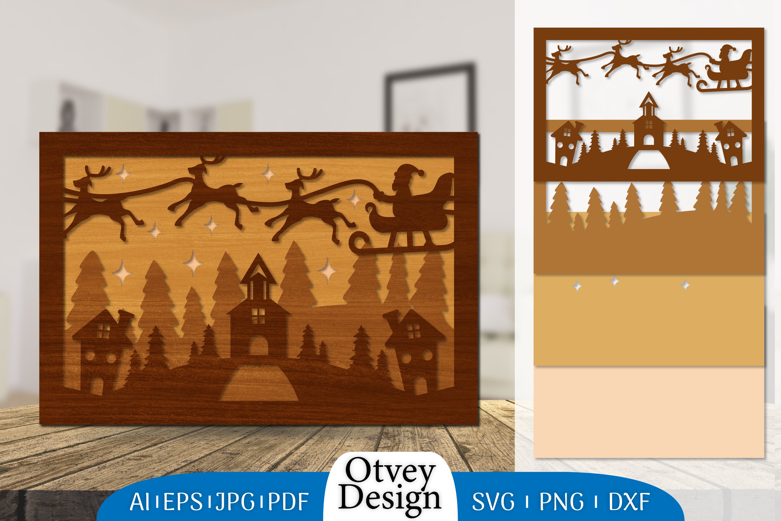 Christmas Santa Sleigh Lasercut SVG Bundle 10 - CraftNest - Digital Crafting and Art
