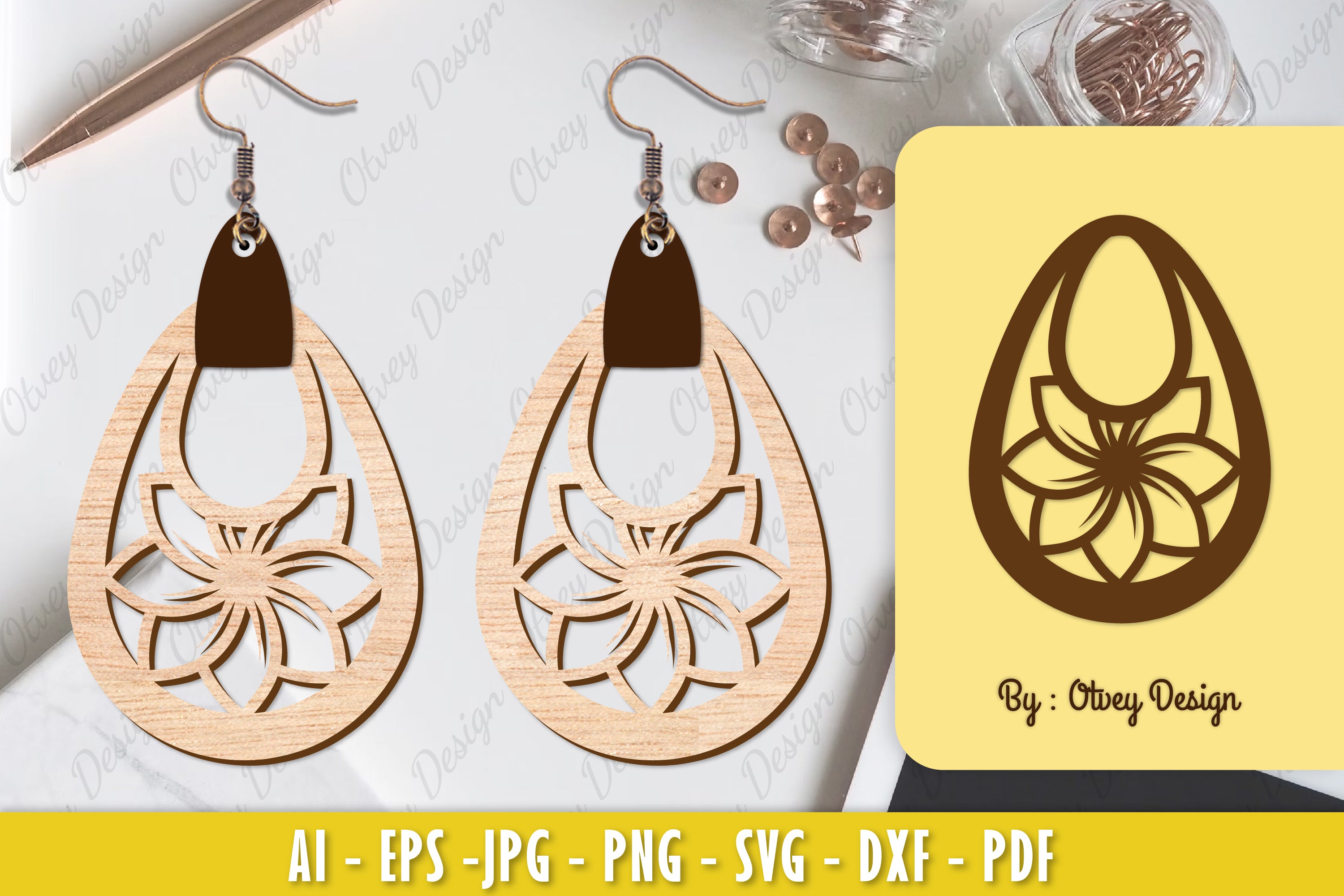 Flower Earring Laser Cut SVG Bundle 60 - CraftNest - Digital Crafting and Art