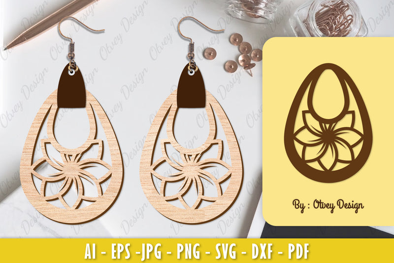 Flower Earring Laser Cut SVG Bundle 60 - CraftNest - Digital Crafting and Art