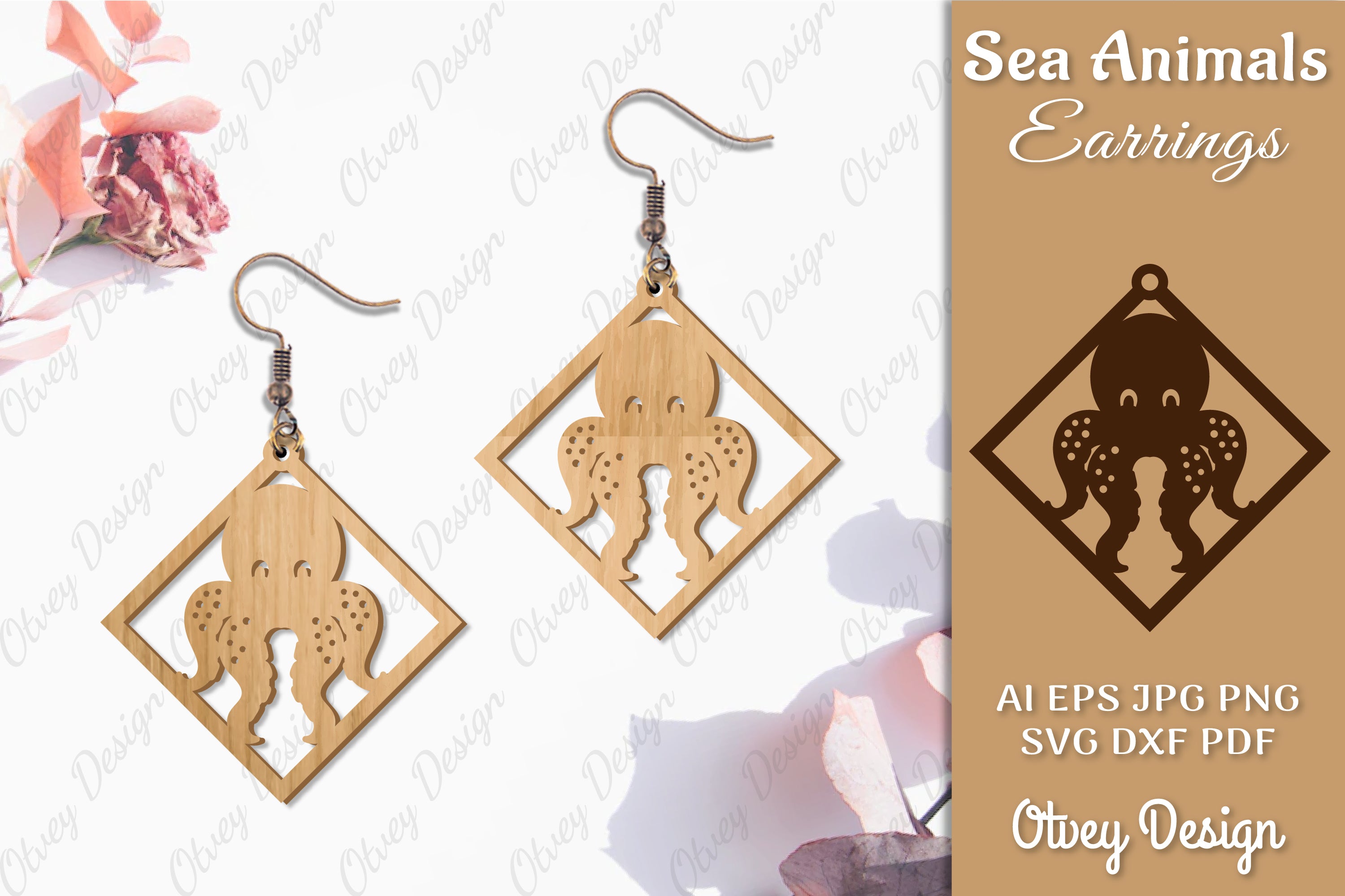 Sea Animals Earrings Laser Cut SVG Bundle 31 - CraftNest - Digital Crafting and Art