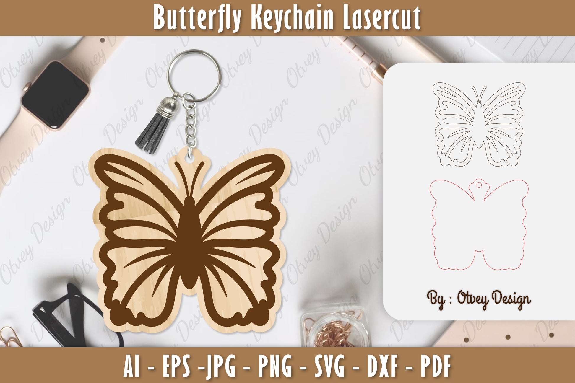 Butterfly Keychain Lasercut SVG Bundle 32 - CraftNest - Digital Crafting and Art