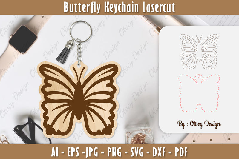 Butterfly Keychain Lasercut SVG Bundle 32 - CraftNest - Digital Crafting and Art