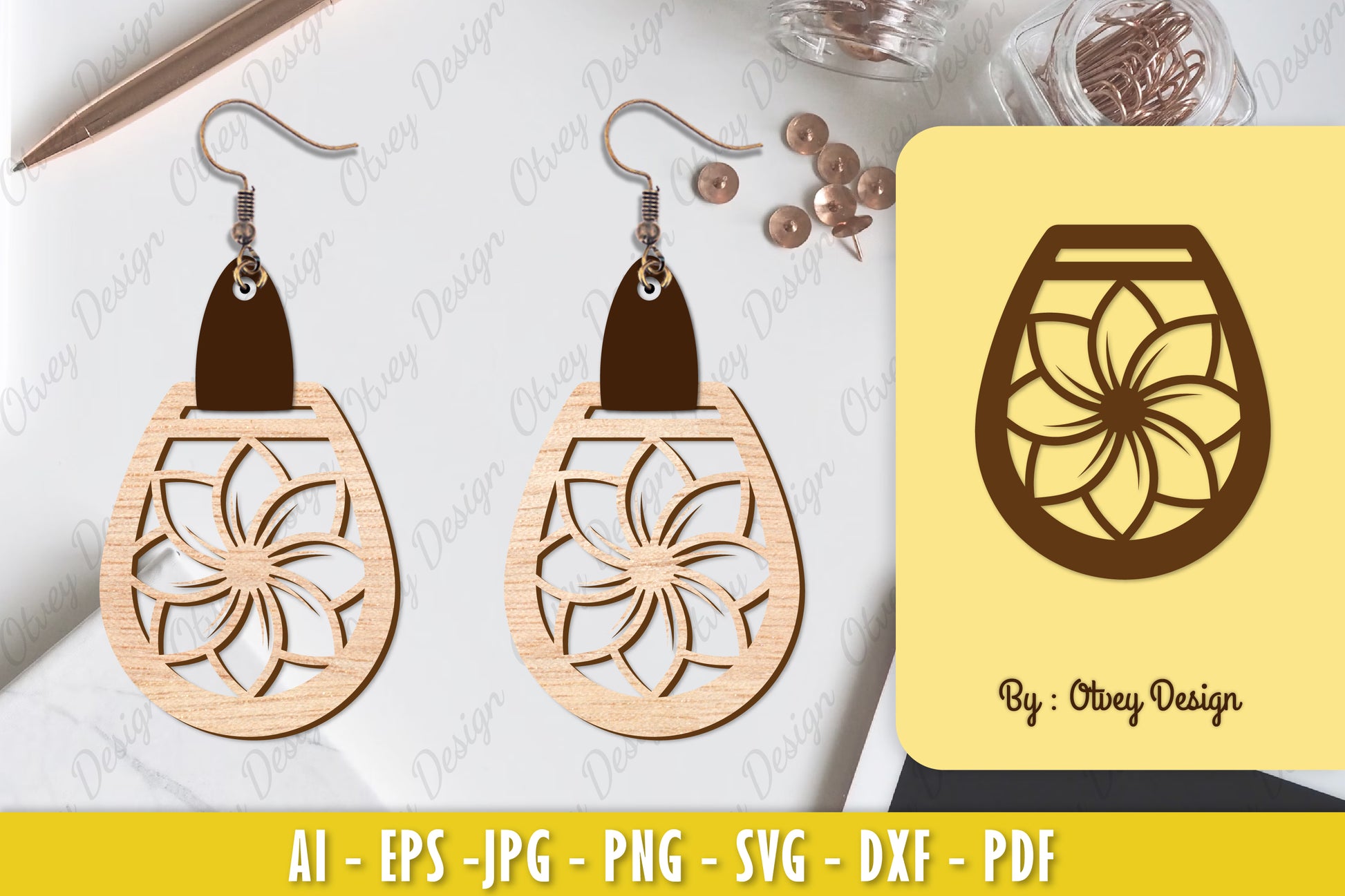 Flower Earring Laser Cut SVG Bundle 90 - CraftNest - Digital Crafting and Art