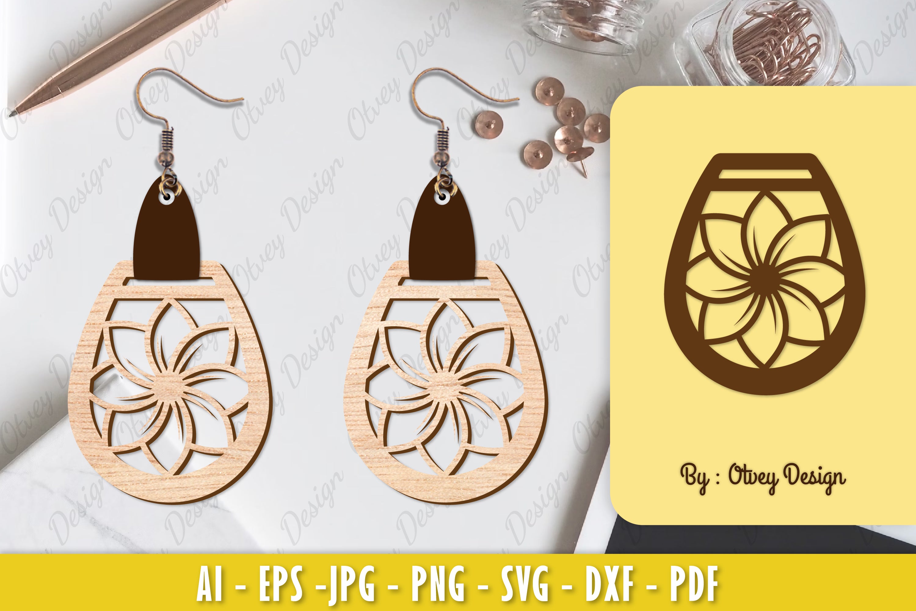 Flower Earring Laser Cut SVG Bundle 90 - CraftNest - Digital Crafting and Art