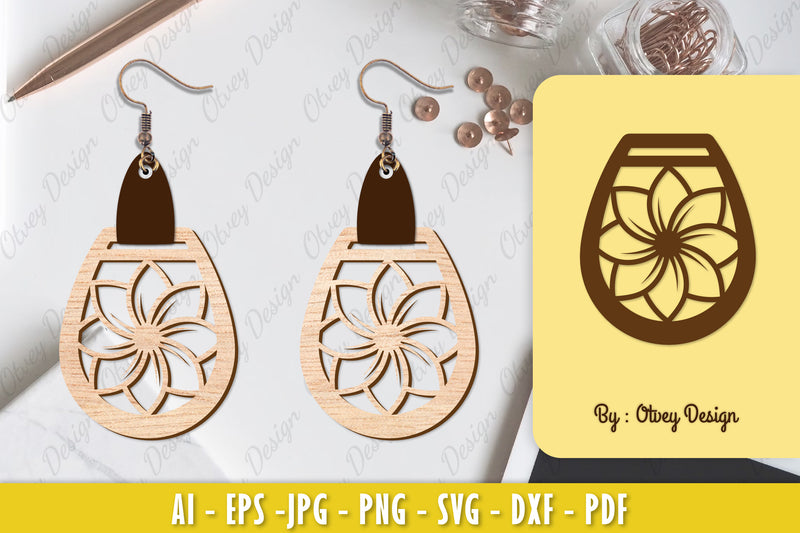 Flower Earring Laser Cut SVG Bundle 90 - CraftNest - Digital Crafting and Art