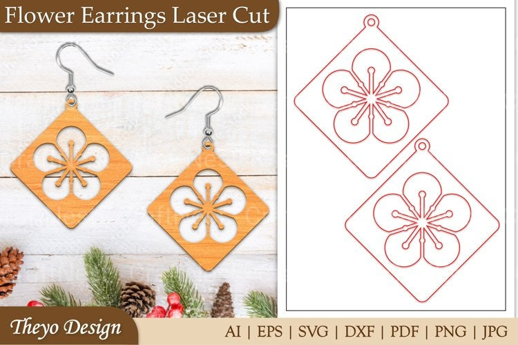 Lasercut Flower Earrings SVG Bundle